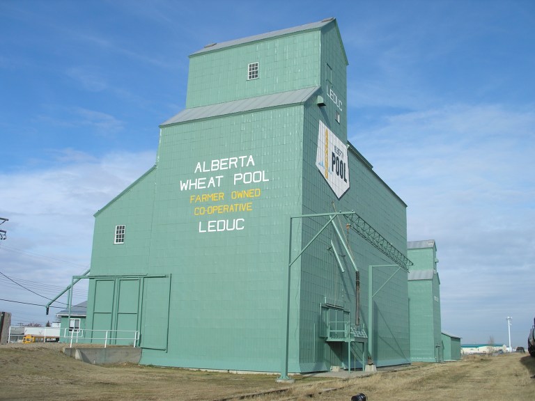 A photograph of the former Alberta Wheat Pool Grain Elevator at Leduc, taken in 2007.