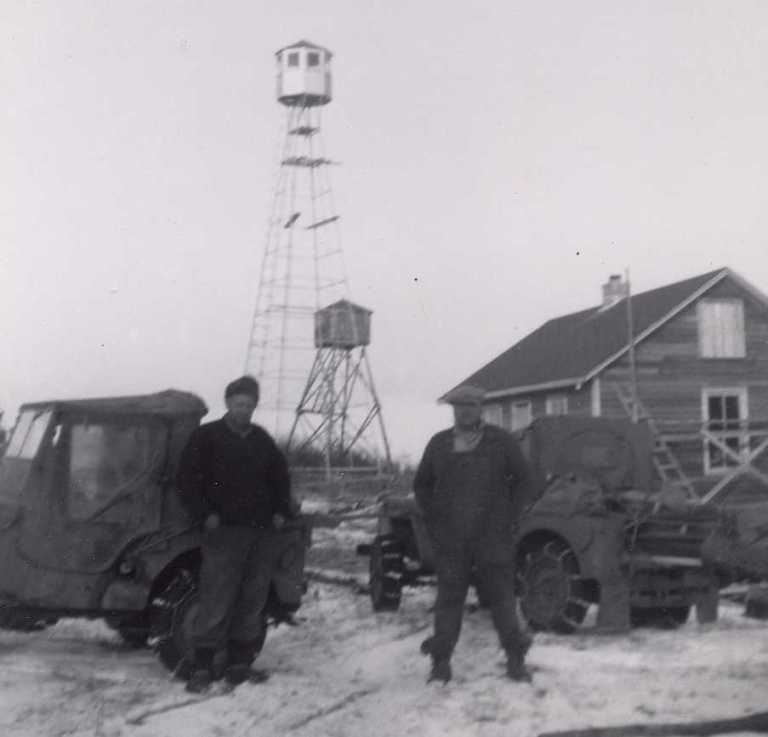 The new steel tower at House Mountain, 1953. (Photo courtesy of Alberta Sustainable Resource Development.)