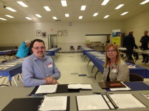 Ken Bourdeau, Development Officer with the Municipality of the Crowsnest Pass and Merinda Conley, Principal with Community Design Strategies Inc. ready to speak with residents at the open house.