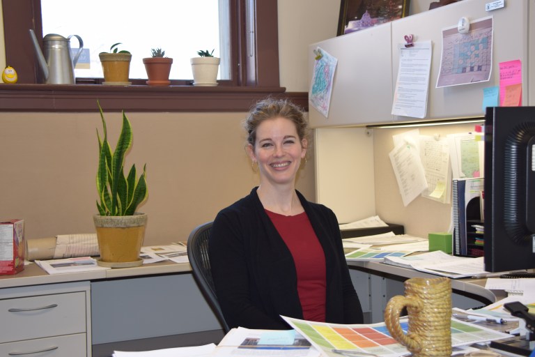 Brenda Manweiler, pausing for a moment during a busy day.