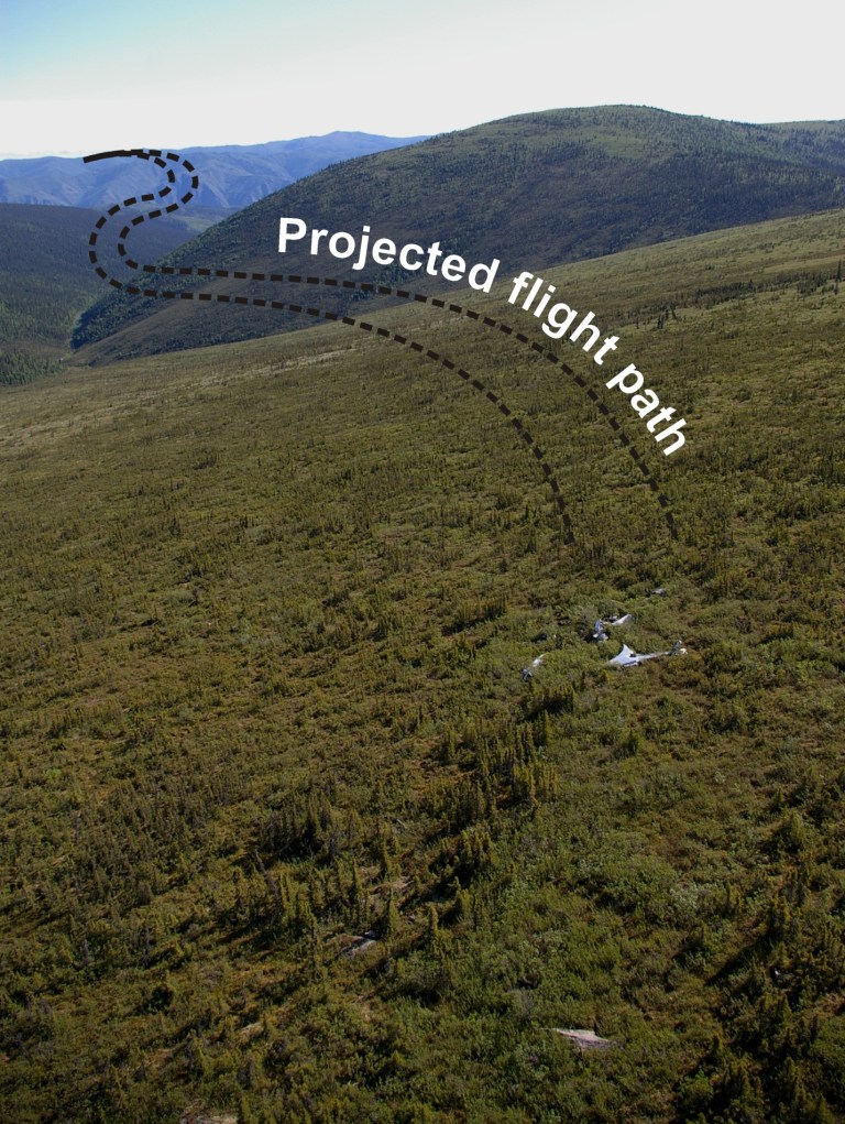 Reconstructed flight path of the SB-17G to its final resting spot (photo T. Kristensen).