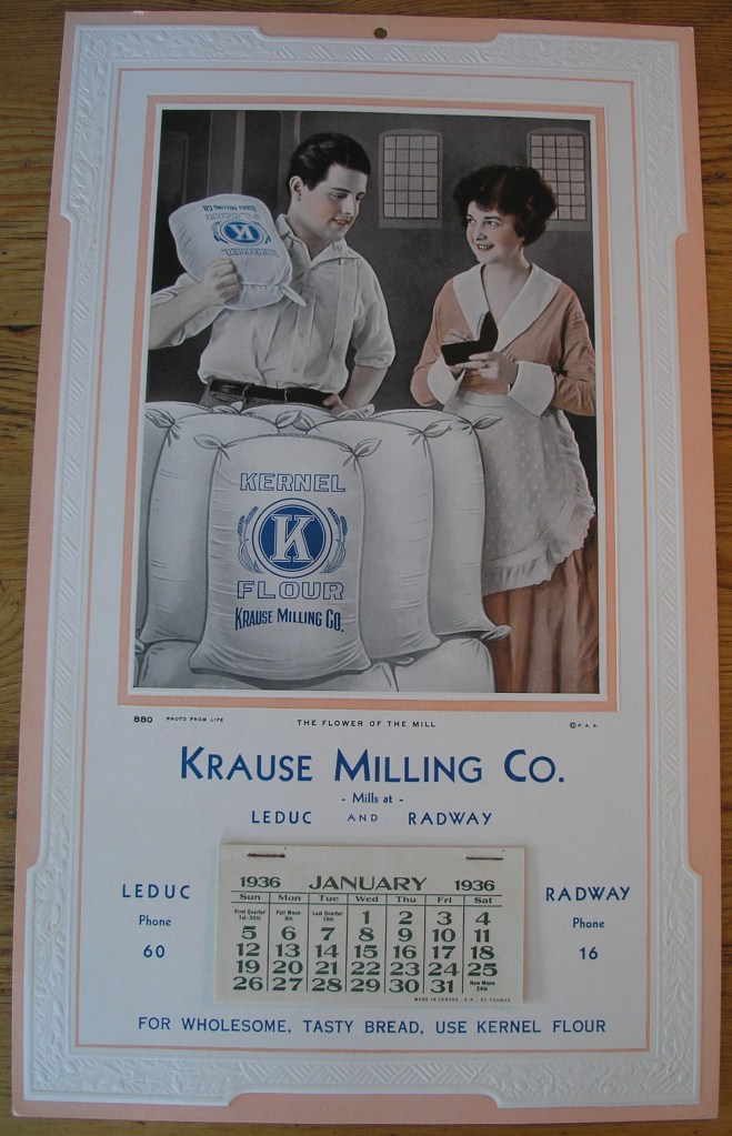 Withold Krause promoted Kernel brand as just as good as the purest of white flours produced by the large milling companies. (Image courtesy of the Radway and Area Historical Archives Association Archives.)