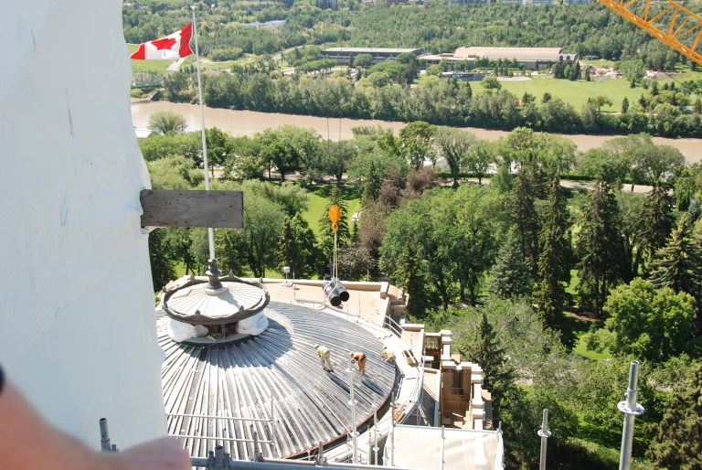 The Alberta Legislature Building's dome being restored (2013).