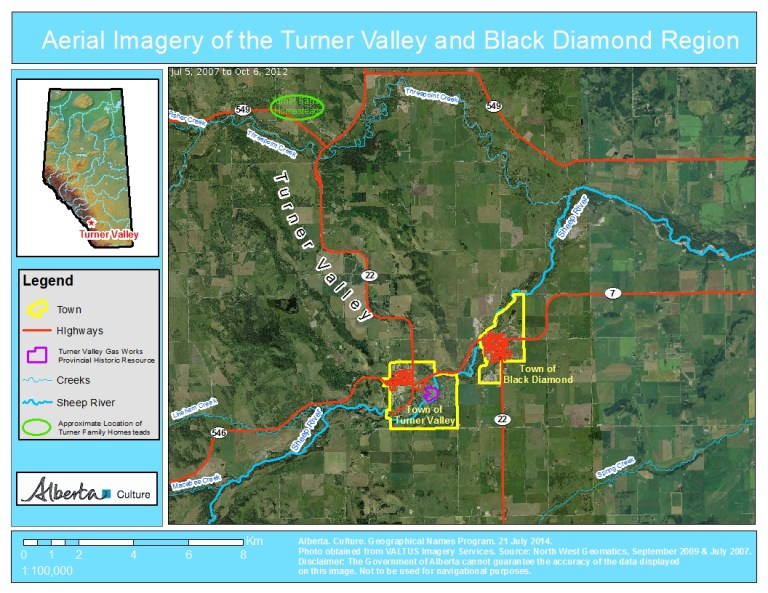 Turner Valley oil and Gas Names (Map)