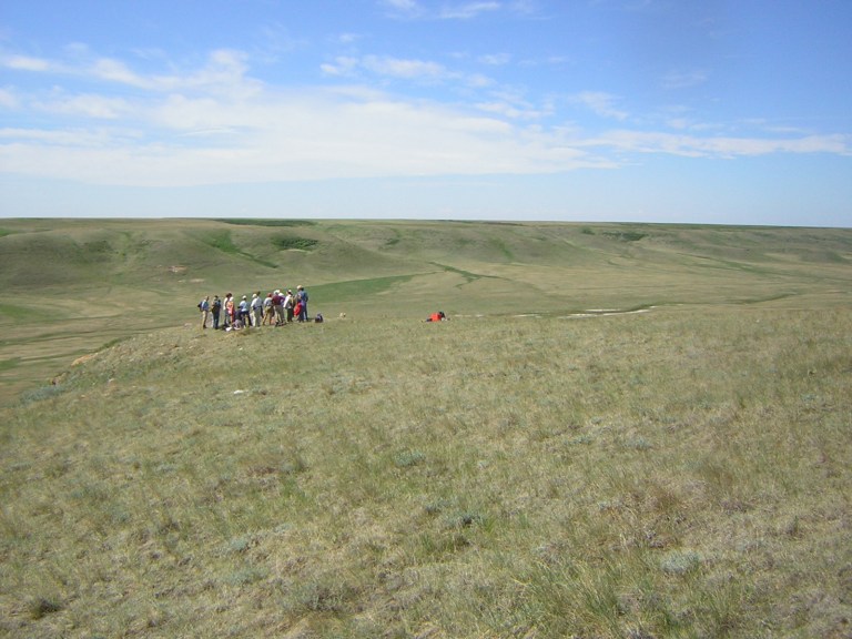 Members of the Southeastern centre on a field trip to an effigy site in southern Alberta. Photo courtesy of Janice Andreas.