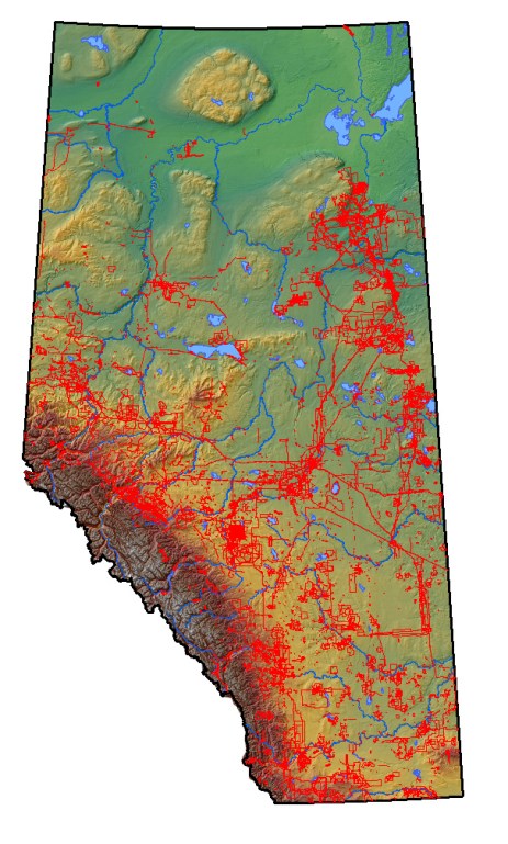 GIS map showing the locations of development projects that have been processed through OPaC.