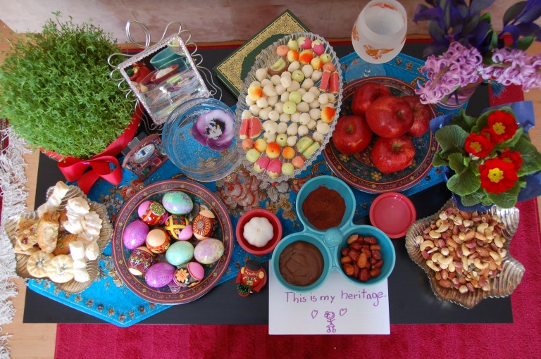 Haft Seen - The traditional table setting for Norooz which includes seven symbolic items starting with the letter ‘S’ or ‘Seen’ in the Persian alphabet (Photo by Alireza Farrokhi).