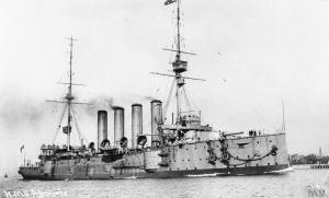 HMS Aboukir, was launched on May 16, 1900.  She was named for the Battle of Aboukir Bay, a decisive British naval victory over Napoleon in 1798. Aboukir Island in Upper Kananaskis Lake was named for this vessel. Imperial War Museum, © IWM (Q 75321) 