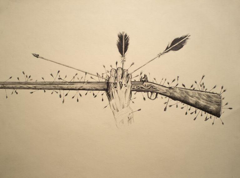 A symbolic portrayal of colliding technologies that influenced early life in Alberta (courtesy of Andy Van Dinh).