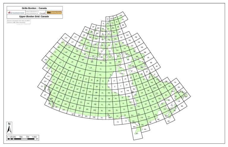 Major Borden grid covering all of Canada, developed by Charles Borden for assigning unique identifiers to archaeological sites (Map accessed at: http://www.historymuseum.ca/cmc/archeo/sites/sowms04e.shtml)