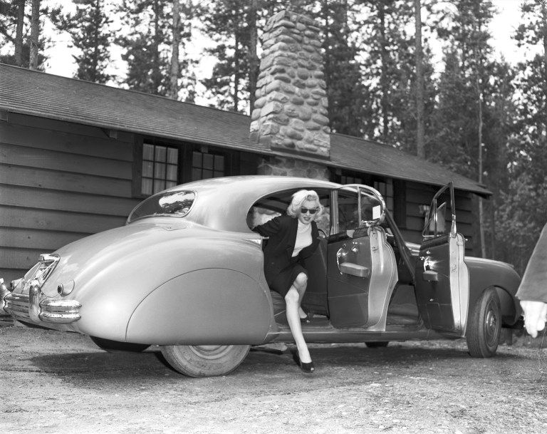 Marilyn Monroe in the Canadian Rockies for the filming of 'River of No Return', 1953. (Photo Credit: Provincial Archives of Alberta PA3057.7)