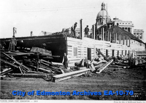 Demolition of Fort Edmonton (1915), City of Edmonton Archives EA-10-79.