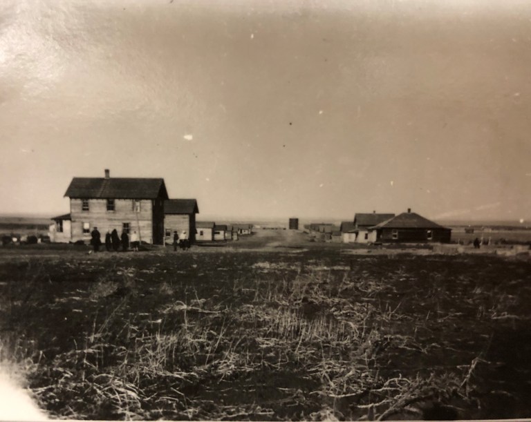 Village of Anastasia, near Shouldice Alberta, 1927. 