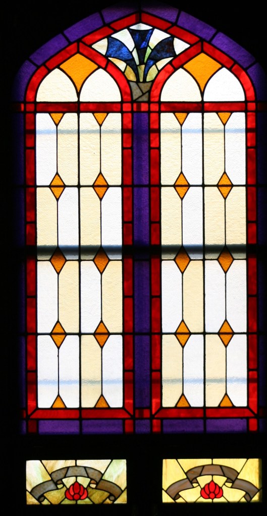 Stained glass at Old St. Stephen's College, on campus at the University of Alberta in Edmonton. Photo by: Peter Melnycky