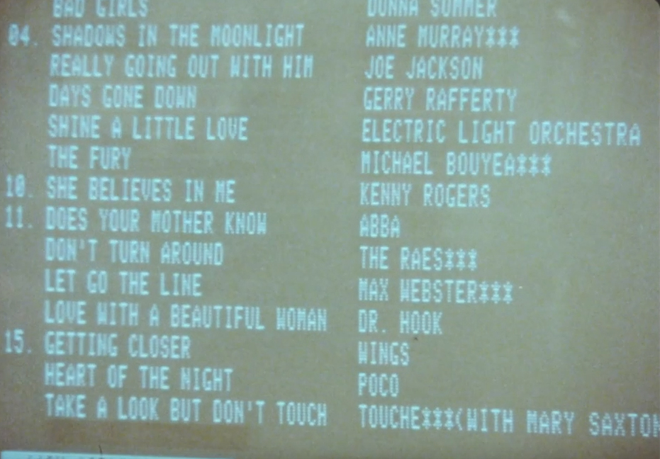 With the exception of Wings' "Getting Closer" and a Donna Summer disco hit, the playlist from CHED in 1980 is pretty middle of the road easy rock. Nice to see some pre-Kim Mitchell Max Webster in the rotation too. Source: Provincial Archives of Alberta YouTube.