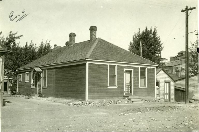 The Alberta Provincial Police Building as it appeared in late 1922 after the murder of Constable Stephen Lawson. Source: Crowsnest Museum.