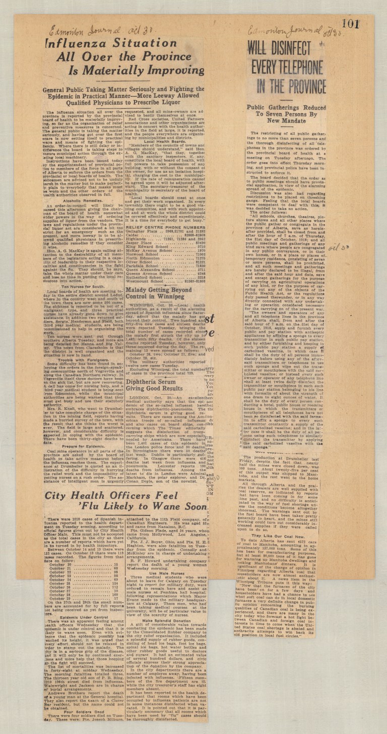 Excerpt from Public Health Scrapbook, 1918.  GR1975.0454