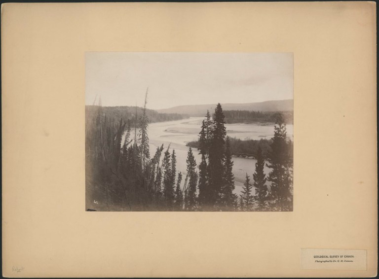 The Athabasca River from Drift-Pile Camp, in photos taken by George Dawson. Source: Library and Archives Canada.