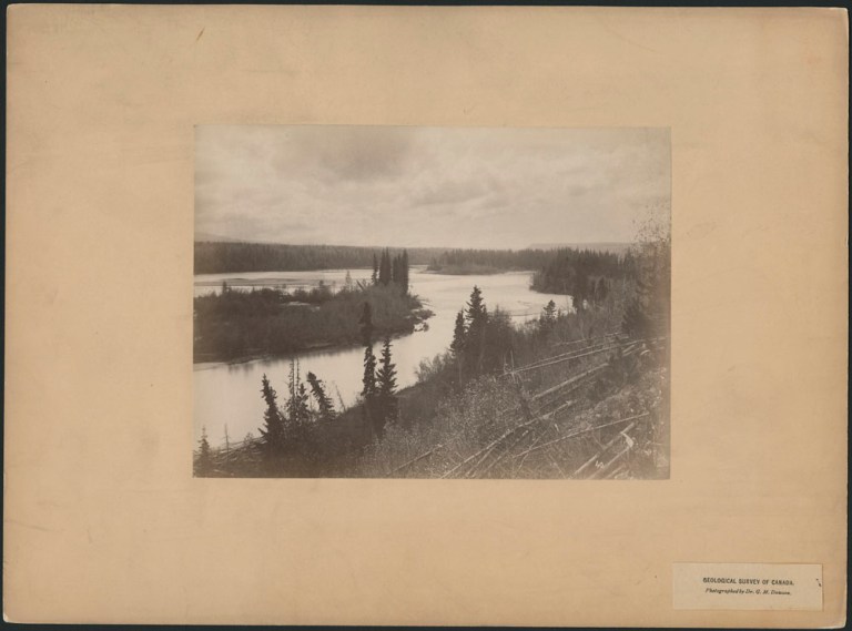The Athabasca River from Drift-Pile Camp, in photos taken by George Dawson. Source: Library and Archives Canada.