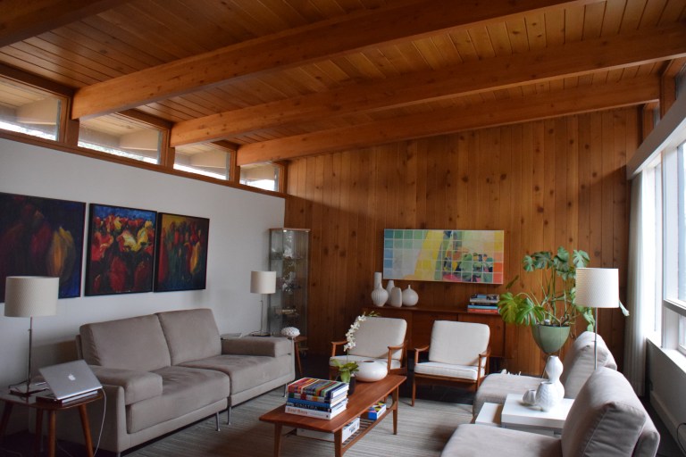 The Claybank red brick interior/exterior chimney of Trend House is included as an important character-defining element. Source: Historic Resources Management Branch.